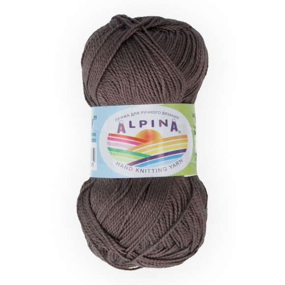 Пряжа ALPINA HOLLY (100% мерсеризованный хлопок) 10х50г/200м цв.923 серо-коричневый Пряжа ALPINA HOLLY (100% мерсеризованный хлопок) 10х50г/200м цв.923 серо-коричневый