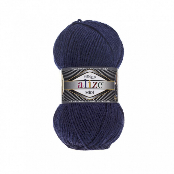 Пряжа для вязания Ализе Superlana midi (25% шерсть, 75% акрил) 5х100г/170м цв.058 т.синий Пряжа для вязания Ализе Superlana midi (25% шерсть, 75% акрил) 5х100г/170м цв.058 т.синий