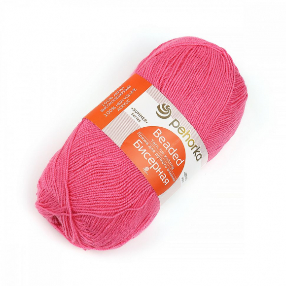 Пряжа для вязания ПЕХ Бисерная (100% акрил) 5х100г/450м цв.011 ярк.розовый Пряжа для вязания ПЕХ Бисерная (100% акрил) 5х100г/450м цв.011 ярк.розовый