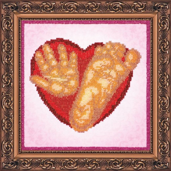 Набор для вышивания бисером АБРИС АРТ арт. AB-111 Следочки (девочка) 20х20 см