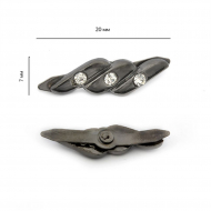 Украшение фигурное с шипами HP-5582 20х7мм со стразами цв. никель черный уп. 100шт