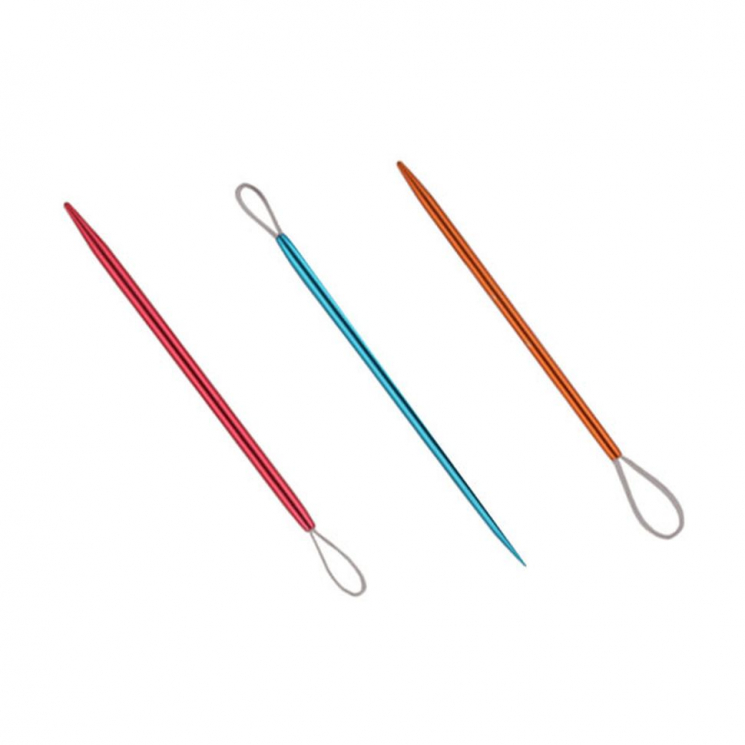 10944 Knit Pro Иглы для пряжи 2,25мм/2,75мм/3,25мм, алюминий, красный/оранжевый/голубой, 3шт в наборе