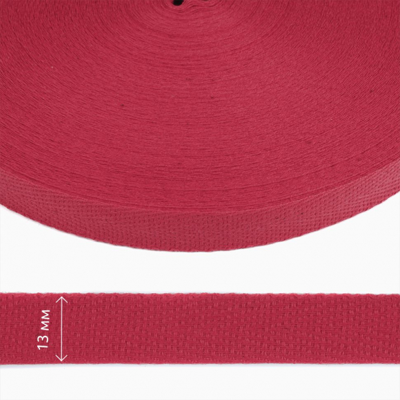 Тесьма киперная 13 мм хлопок 1,8г/см арт.12.2С-253К.13.021 цв.малиновый уп.50м