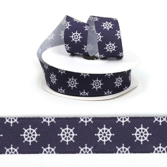 Лента (тесьма) жаккардовая арт.VB.519221 шир. 20мм цв.синий/белый уп.10 м