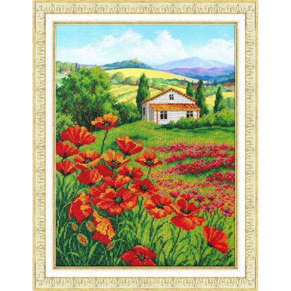 Набор для вышивания бисером ПАУТИНКА арт.Б-1492 Маки Прованса 28х38 см