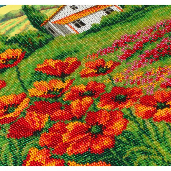 Набор для вышивания бисером ПАУТИНКА арт.Б-1492 Маки Прованса 28х38 см