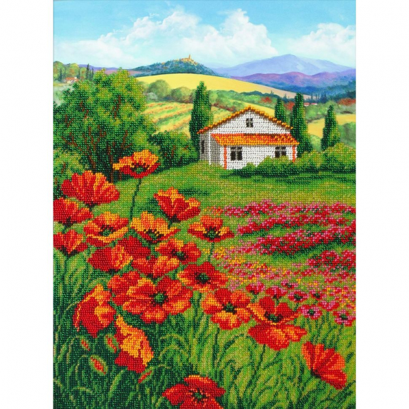 Набор для вышивания бисером ПАУТИНКА арт.Б-1492 Маки Прованса 28х38 см