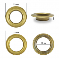 Люверсы сталь TBY.2093 №28 (? 15мм, h 6мм) цв. антик уп. 200шт