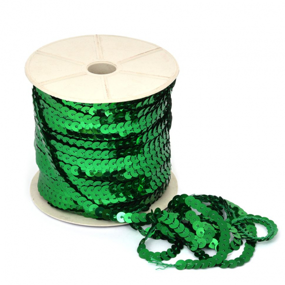 Пайетки плоские на нитях 6мм арт.TBY-F06 цв.04 зеленый уп.91,4м