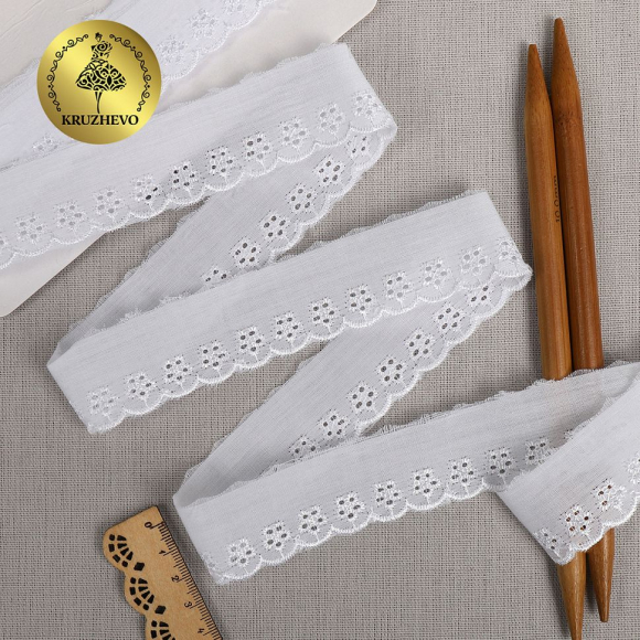Кружево шитье KRUZHEVO арт.ТСВ-20S20 шир.3см цв.001 белый, уп.2,5м Кружево шитье KRUZHEVO арт.ТСВ-20S20 шир.3см цв.001 белый, уп.2,5м