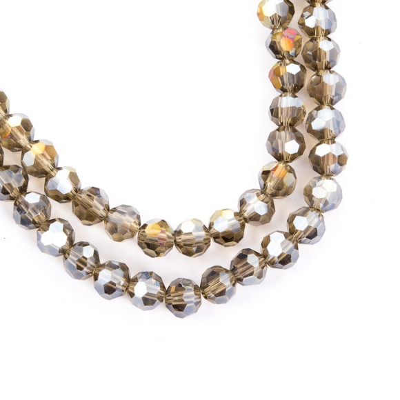 Бусины граненые Рондель (стекло) на нитях арт.TBY-R-2  6мм  цв.05 AB серый уп.50х100 бусин