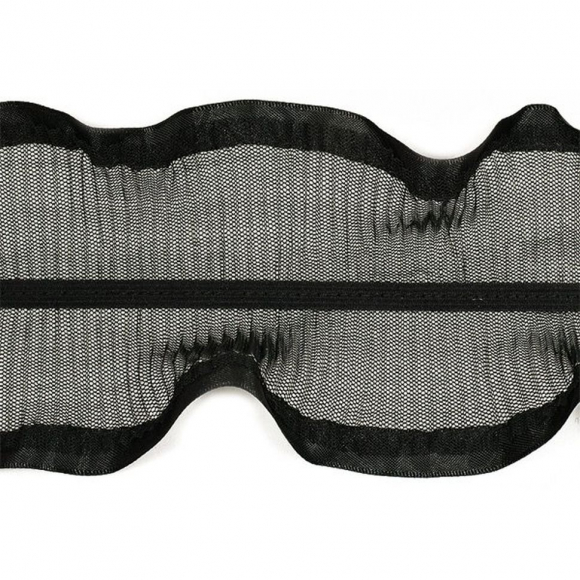 Тесьма рюш арт.TBY CS-10 / 2-стор. шир.80мм цв.черный уп.13.71м