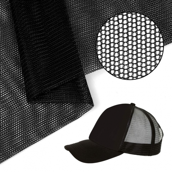 Сетка для пошива бейсболок жесткая арт.TBY-102-1 70г/м? (105г/пог.м) ш.150см цв.черный уп.5м