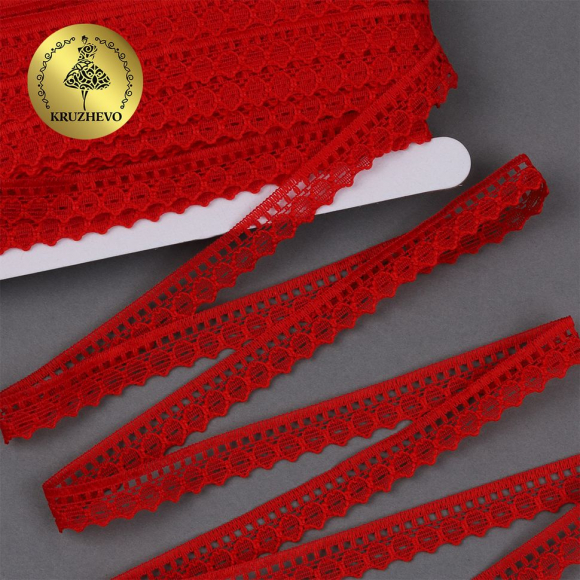 Кружево-трикотаж KRUZHEVO арт.TBY 1665 шир.10мм цв.03 красный, уп.27,4м Кружево-трикотаж KRUZHEVO арт.TBY 1665 шир.10мм цв.03 красный, уп.27,4м