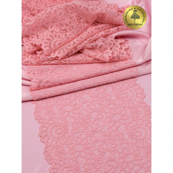 Кружево-стрейч KRUZHEVO арт.TBY.YSTL00839 шир.180мм цв.134 розовый уп.20м