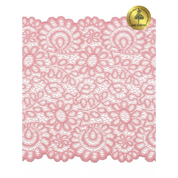 Кружево-стрейч KRUZHEVO арт.TBY.YSTL00839 шир.180мм цв.134 розовый уп.20м