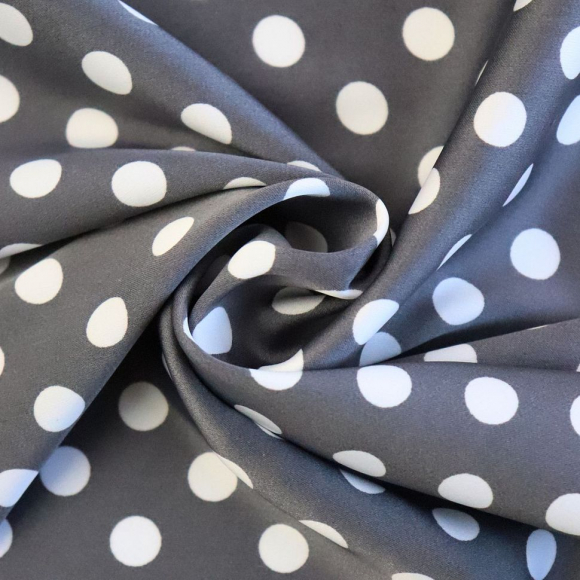 Ткань шелк Армани в горошек 90 г/м? 97% полиэстер, 3% спандекс шир.145 см арт.Р.19161.03 цв.03 серый уп.25м