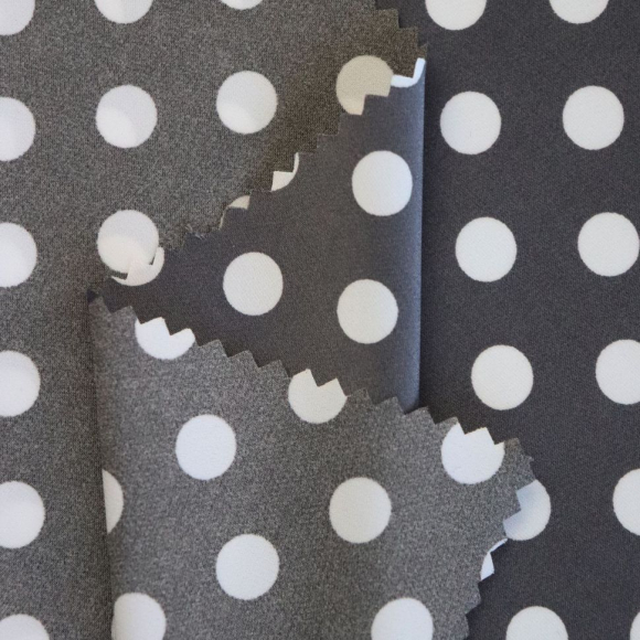 Ткань шелк Армани в горошек 90 г/м? 97% полиэстер, 3% спандекс шир.145 см арт.Р.19161.03 цв.03 серый уп.25м