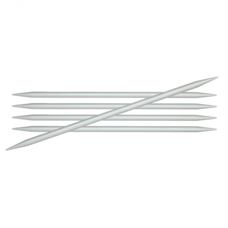 45121 Knit Pro Спицы чулочные для вязания Basix Aluminum 3,75мм/20см, алюминий, серебристый, 5шт