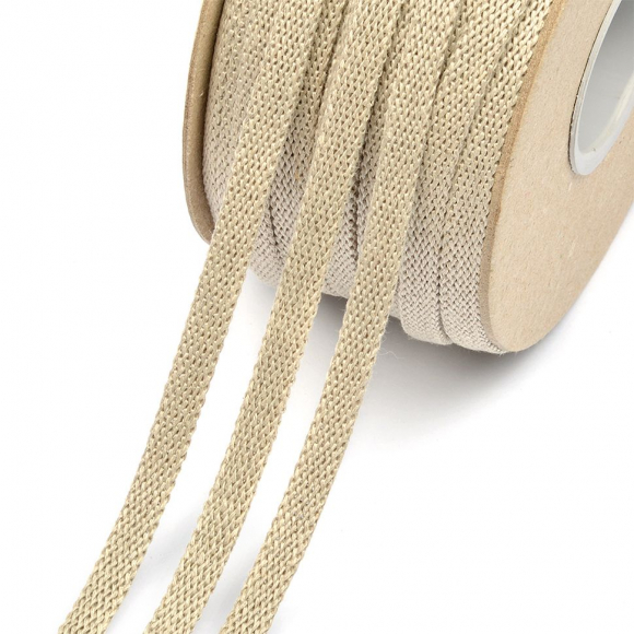 Шнур плоский х/б 10мм 6653 цв.071 льняной уп.40м