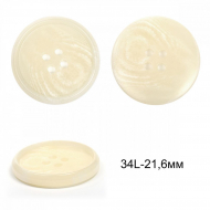Пуговицы пластиковые TBY 2109 цв.1 белый 34L-21,6мм, 4 прокола,36шт