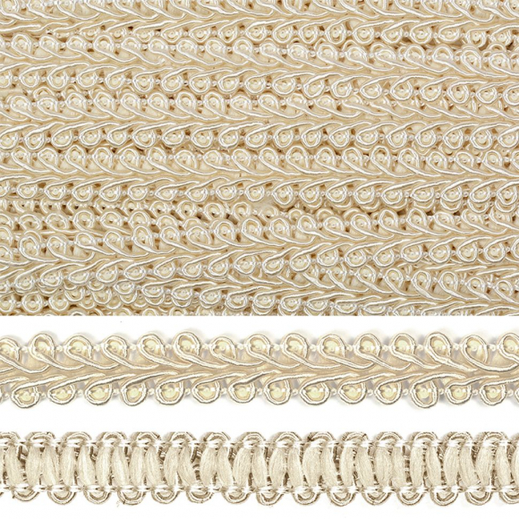 Тесьма TBY Шанель плетеная шир.12мм 0384-0016 цв.F103 (02) бежевый уп.18,28м