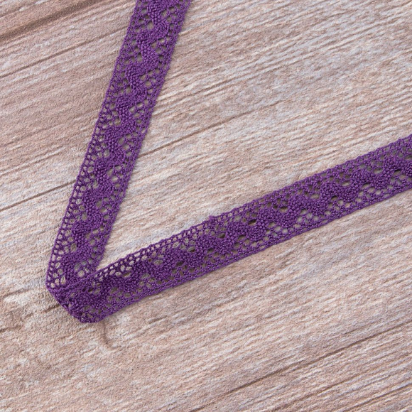 123081_Мерсеризованное хлопковое кружево, 16 мм, цвет темно-лавандовый