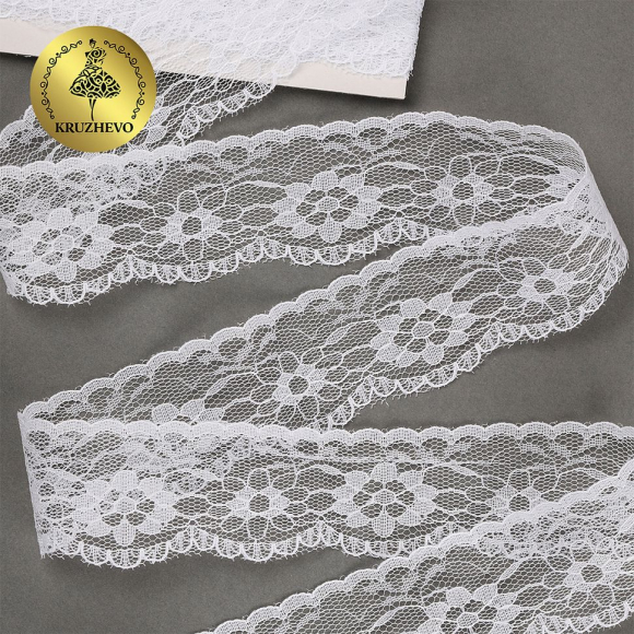 Кружево-трикотаж KRUZHEVO арт.TBY 1672 шир.40мм цв.01 белый уп.9,14м Кружево-трикотаж KRUZHEVO арт.TBY 1672 шир.40мм цв.01 белый уп.9,14м