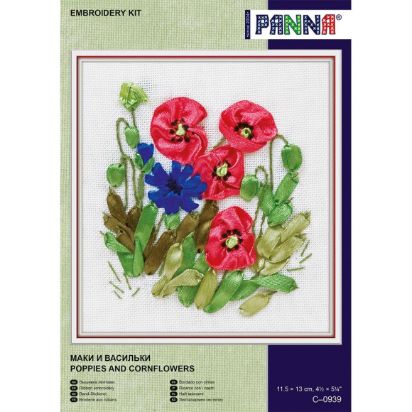 Набор для вышивания PANNA арт. C-0939 Маки и васильки 11,5х13 см Набор для вышивания PANNA арт. C-0939 Маки и васильки 11,5х13 см