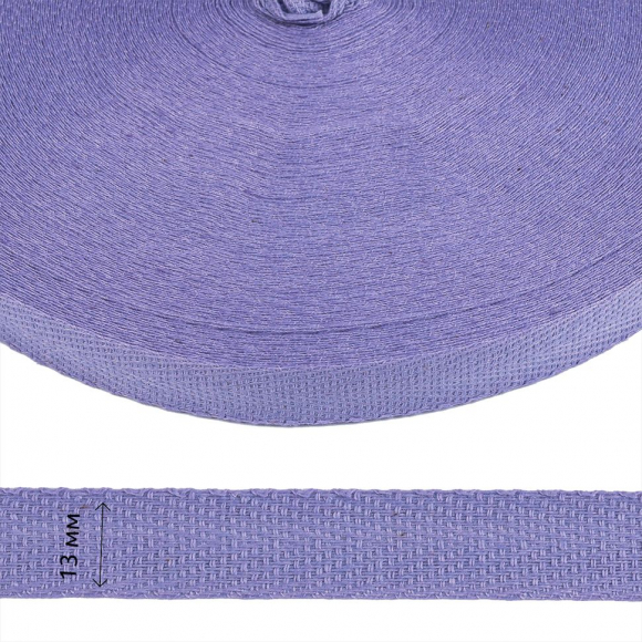 Тесьма киперная 13 мм хлопок 1,8г/см арт.12.2С-253К.13.017 цв.сиреневый уп.50м