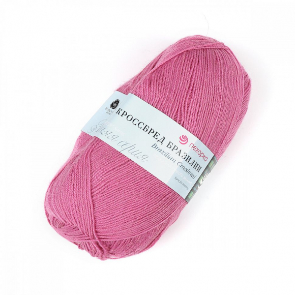 Пряжа для вязания ПЕХ Кроссбред Бразилии (50% шерсть, 50% акрил) 5х100г/490м цв.582 св.фуксия