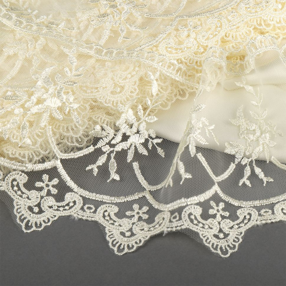 Кружево на жесткой сетке Exclusive арт.TBY 2L476A шир.125мм цв.W1515 молочный уп.13,71м