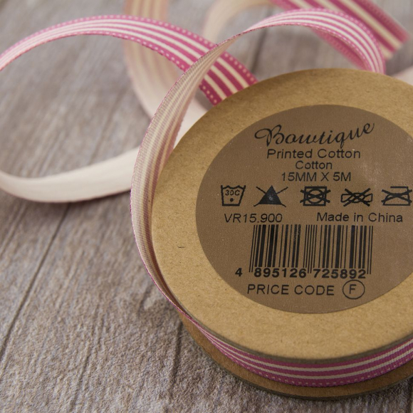 Лента хлопковая на картонной мини-катушке "Полоски"