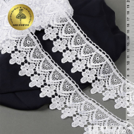 Кружево гипюр KRUZHEVO с цветами арт.TR.27294 шир.60мм цв.01 белый уп.9м