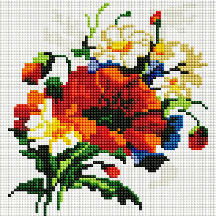 Набор Белоснежка для изготовления картин со стразами на подрамнике арт.БЛ.349-ST-S Букетик 20х20см