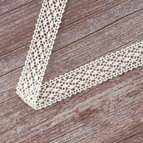 Мерсеризованное хлопковое кружево, 18 мм, шампань Мерсеризованное хлопковое кружево, 18 мм, шампань