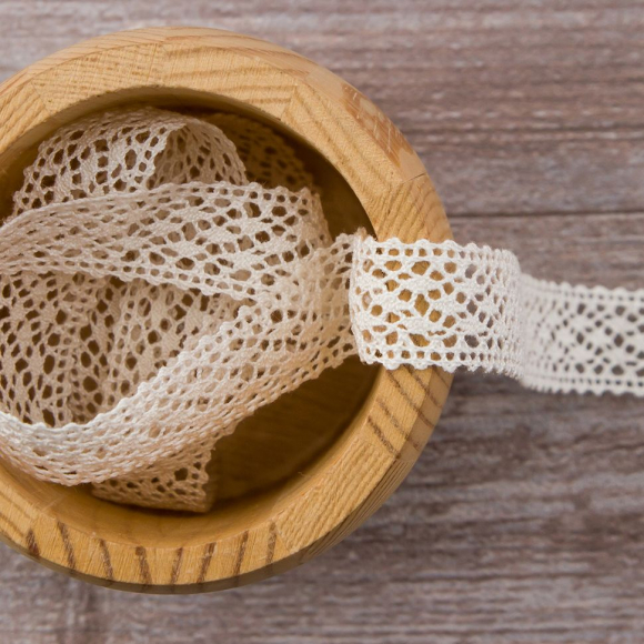 Мерсеризованное хлопковое кружево, 18 мм, шампань Мерсеризованное хлопковое кружево, 18 мм, шампань