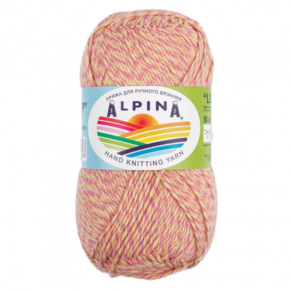 Пряжа ALPINA LOLLIPOP (100% хлопок) 10х50г/175м цв.05 малиновый-салатовый-желтый-коралловый