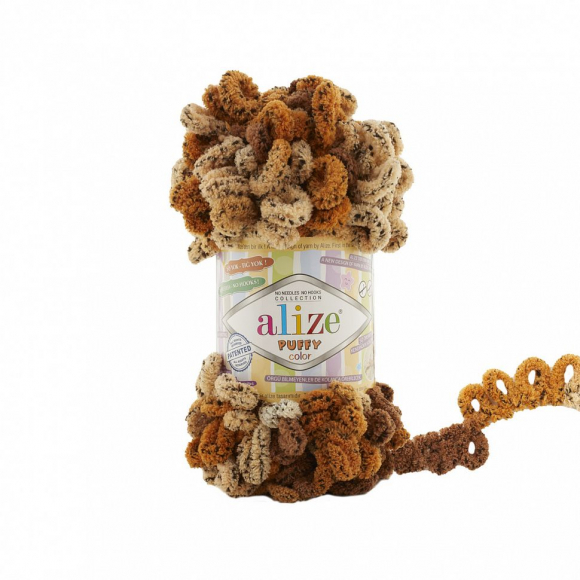 Пряжа для вязания Ализе Puffy color (100% микрополиэстер) 5х100г/9м цв.6080