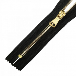 Молния MaxZipper мет. №5 золото шлиф.звено, 18см н/р цв.F322 черный уп.10шт