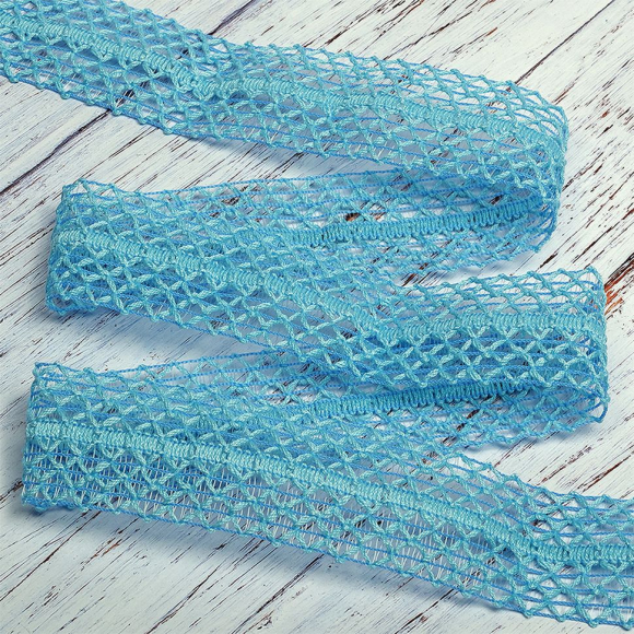 Тесьма вязаная 35мм 60030 цв.001 голубой уп.25м