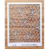 112666_Чип-борд картонный "Розы на сетке"