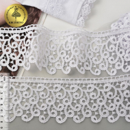 Кружево гипюр KRUZHEVO арт.TR.8G8386 шир.80мм цв.3 белый уп.20м