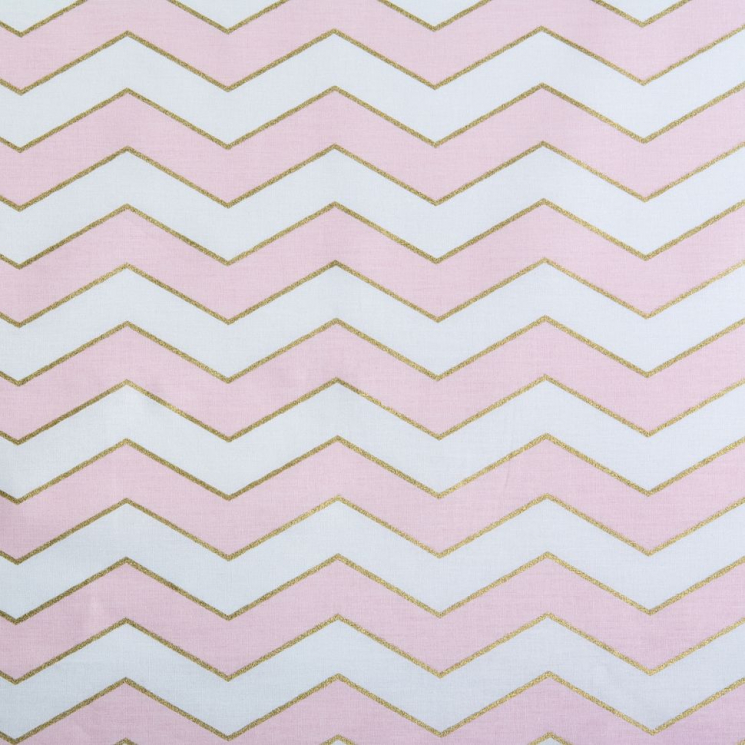 Ткань ранфорс с глитером Зиг-заг, арт.WH 20558-v01, 130г/м?,100% хлопок, шир.240см, цв.розовый/золото, уп.3м