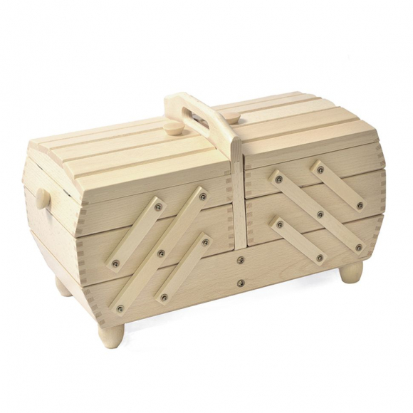 175394_Шкатулка для рукоделия, бук, 3 этажа, светлый