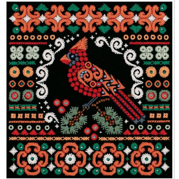 Набор для вышивания PANNA арт. SH-7261 Красный кардинал 16,5х17 см