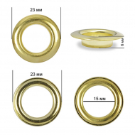 Люверсы сталь TBY.2093 №28 (? 15мм, h 6мм) цв. золото уп. 200шт
