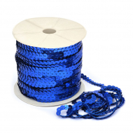 Пайетки плоские на нитях 6мм арт.TBY-F06 цв.05 синий уп.91,4м