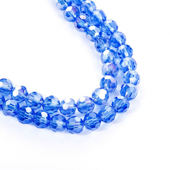 Бусины граненые Рондель (стекло) на нитях арт.TBY-R-2  6мм  цв.09 AB голубой уп.50х100 бусин