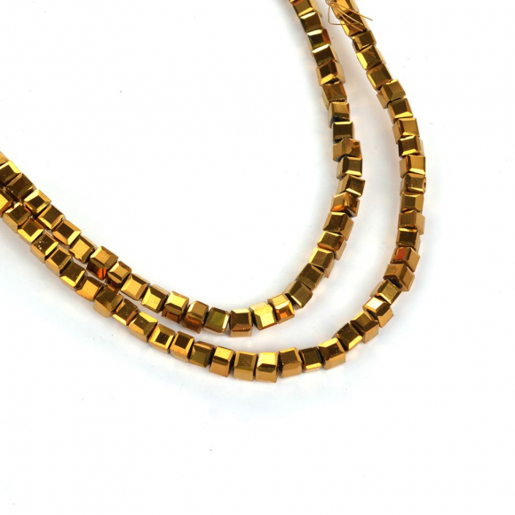 Бусины граненые (стекло) на нитях арт.TBY-C-1  2мм  цв.77 золото уп.2шт х50 бусин